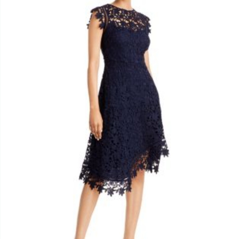 Eliza J ASYMMETRICAL NAVY LACE DRESS 16